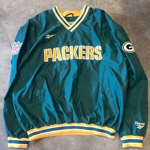 Y2K Reebok Pro Line Green Bay Packers Green&Yellow Sportswear Lined Pullover